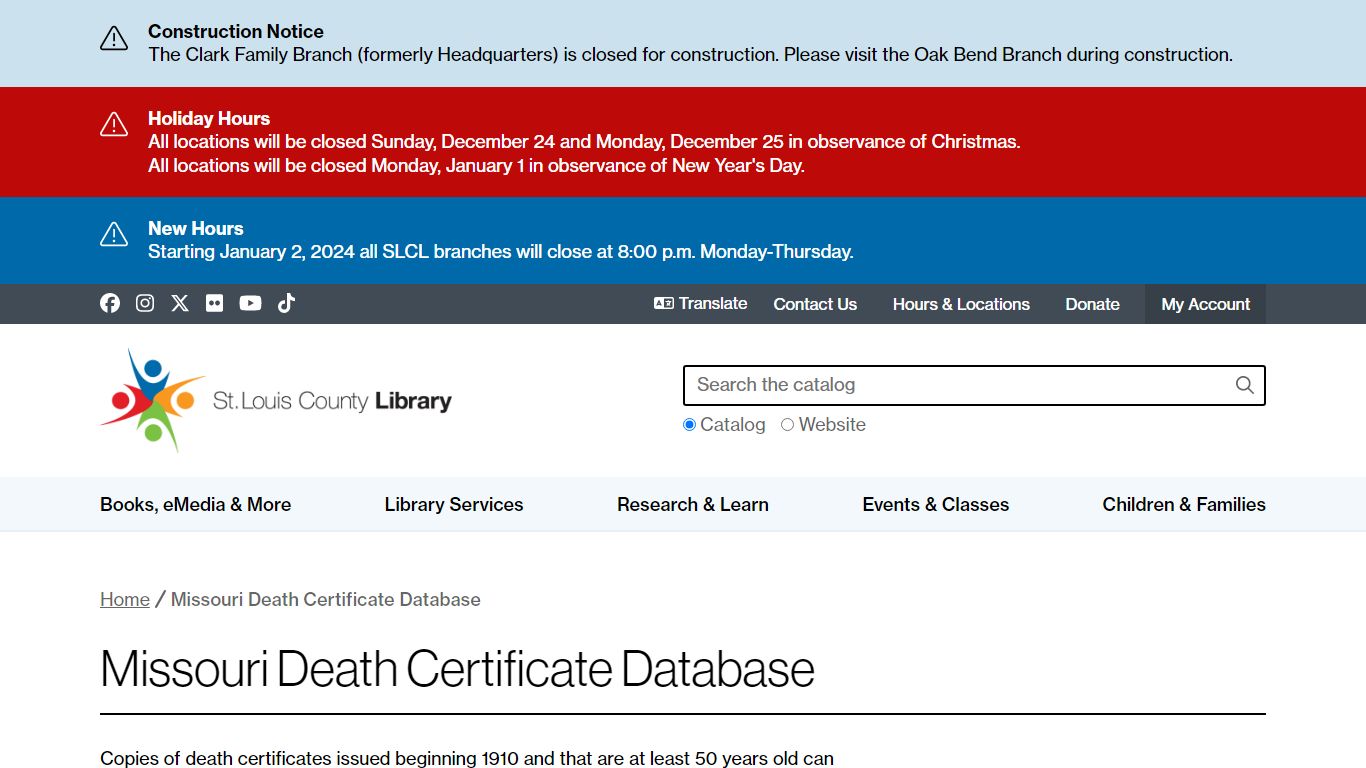 Missouri Death Certificate Database | St. Louis County Library